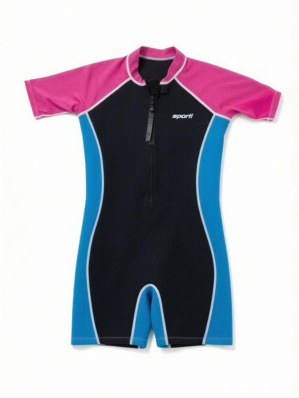Sporti Kids Shorty Rashguard - Black, Pink & Blue